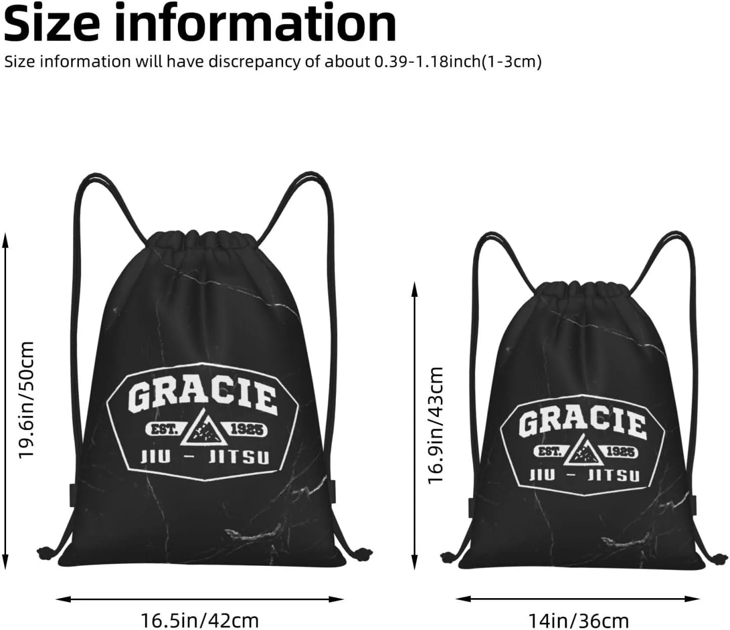 Suitable for Gym Shopping Sports Yoga Jiu Jitsu 1925 Drawstring Bag, Small