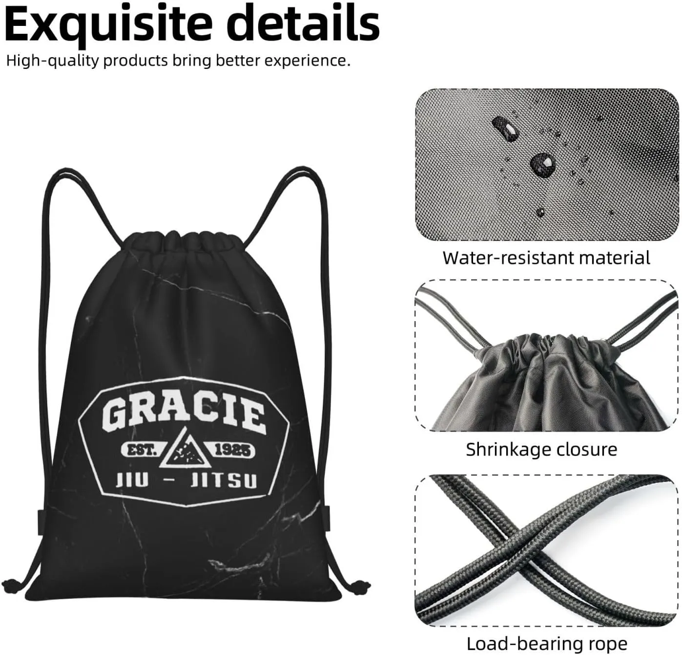 Suitable for Gym Shopping Sports Yoga Jiu Jitsu 1925 Drawstring Bag, Small