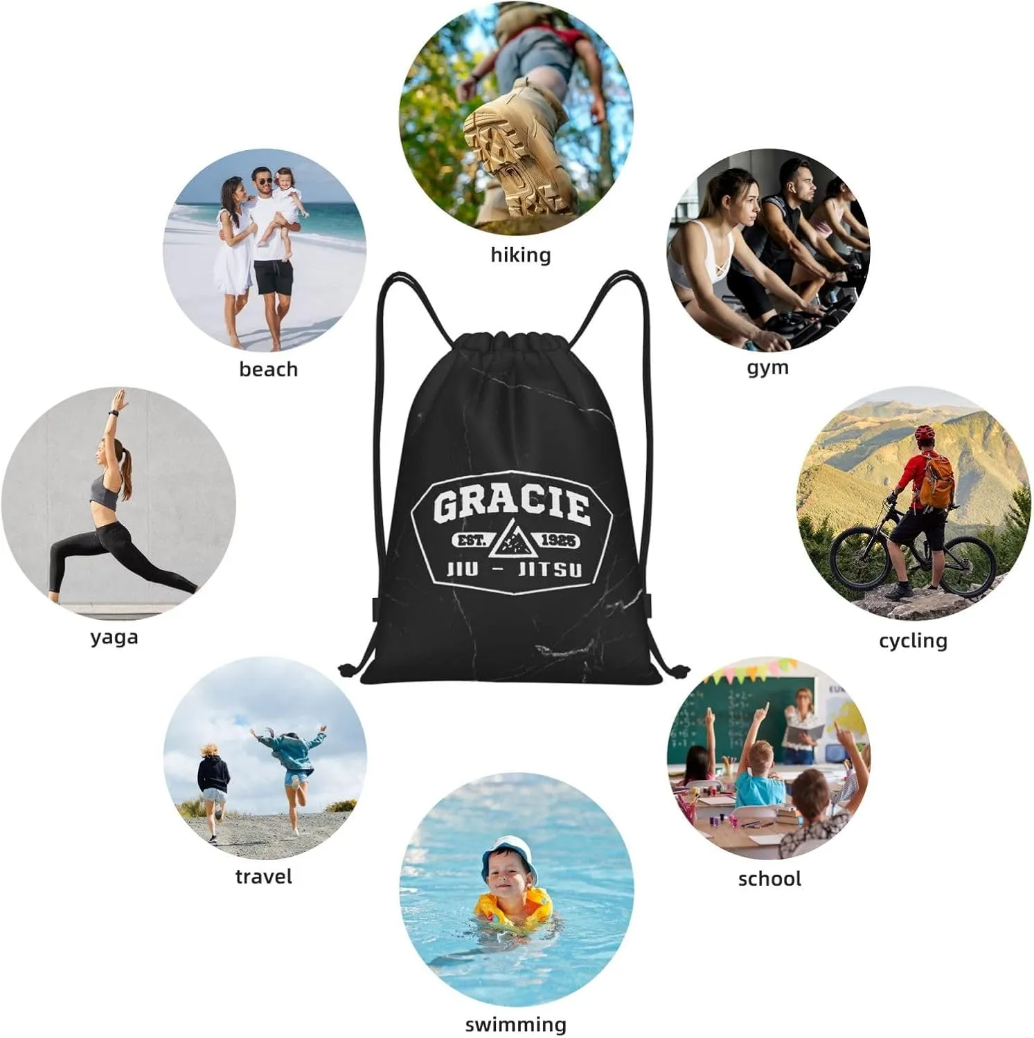 Suitable for Gym Shopping Sports Yoga Jiu Jitsu 1925 Drawstring Bag, Small
