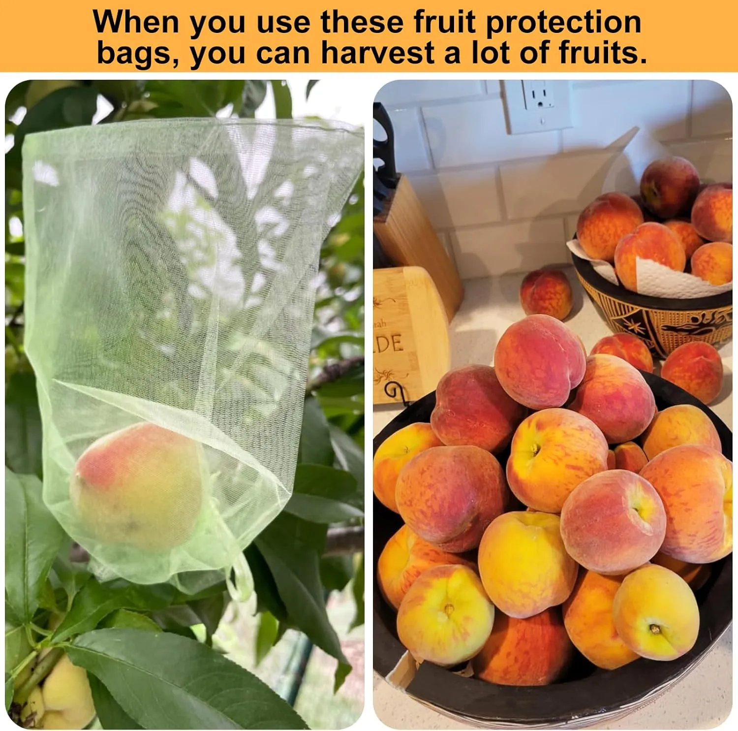 SumDirect 100PCS Fruit Protection Bags - 5x7 Inch Green Garden Mesh Bags with Drawstring, Netting Cover Bags Pest Barrier Fruit Protectors for Apples Tomatoes Mango Peach