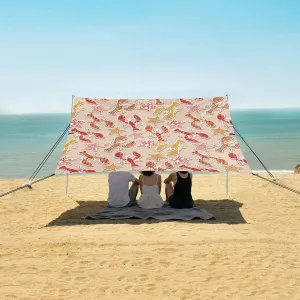 Summer Checkered with Lobster Beach Camping Tent Sun Shelter for Whole Family, Beach Shade Canopy with UPF50  UV Protection,Easy Set Up and Carry,Outdoor Shade for Trips, Fishing, Backyard Fun