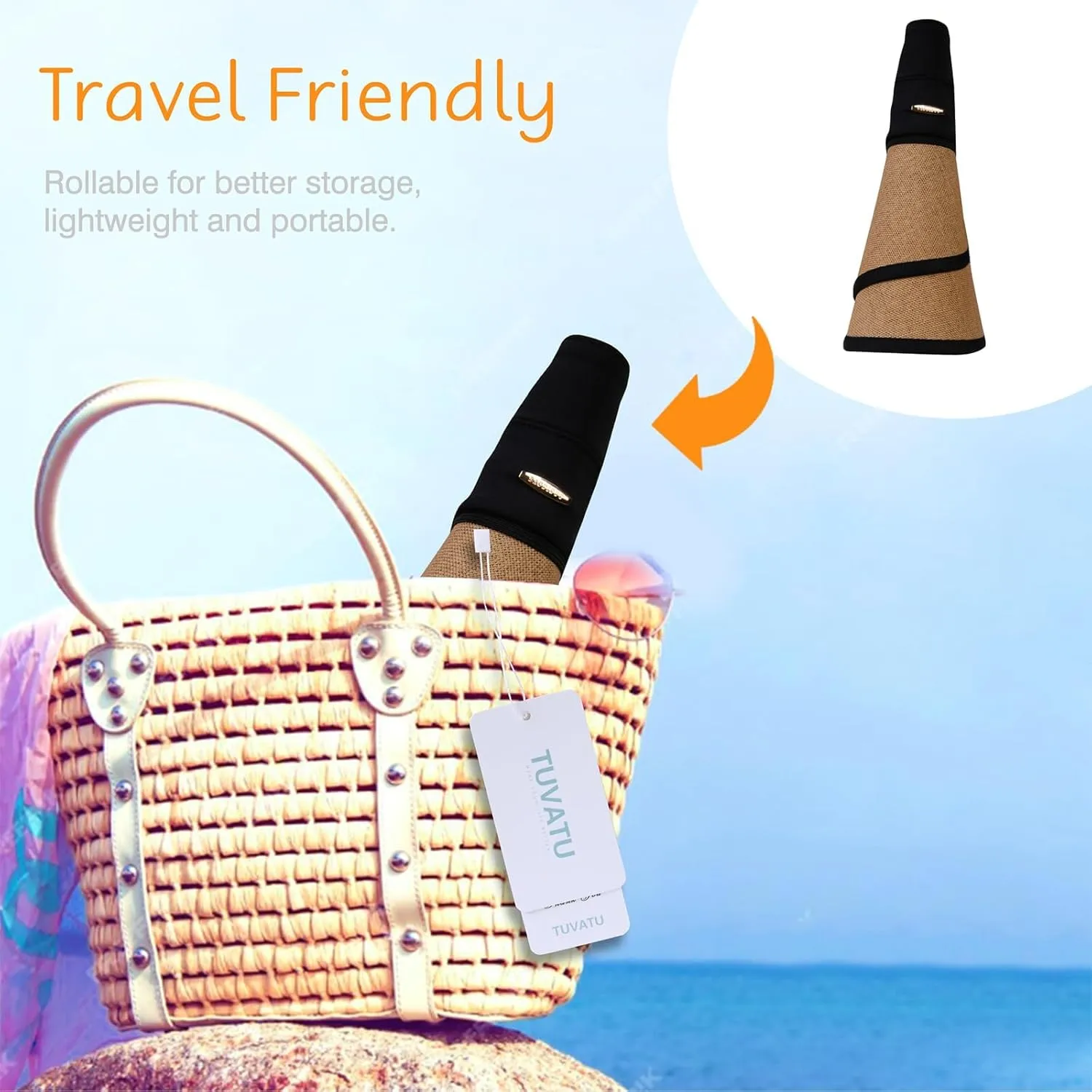 Sun Visor Hat for Women, Wide Brim Rollable Hats with Chin Stap UV Protection Beach Ponytail Cap Summer
