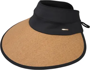 Sun Visor Hat for Women, Wide Brim Rollable Hats with Chin Stap UV Protection Beach Ponytail Cap Summer