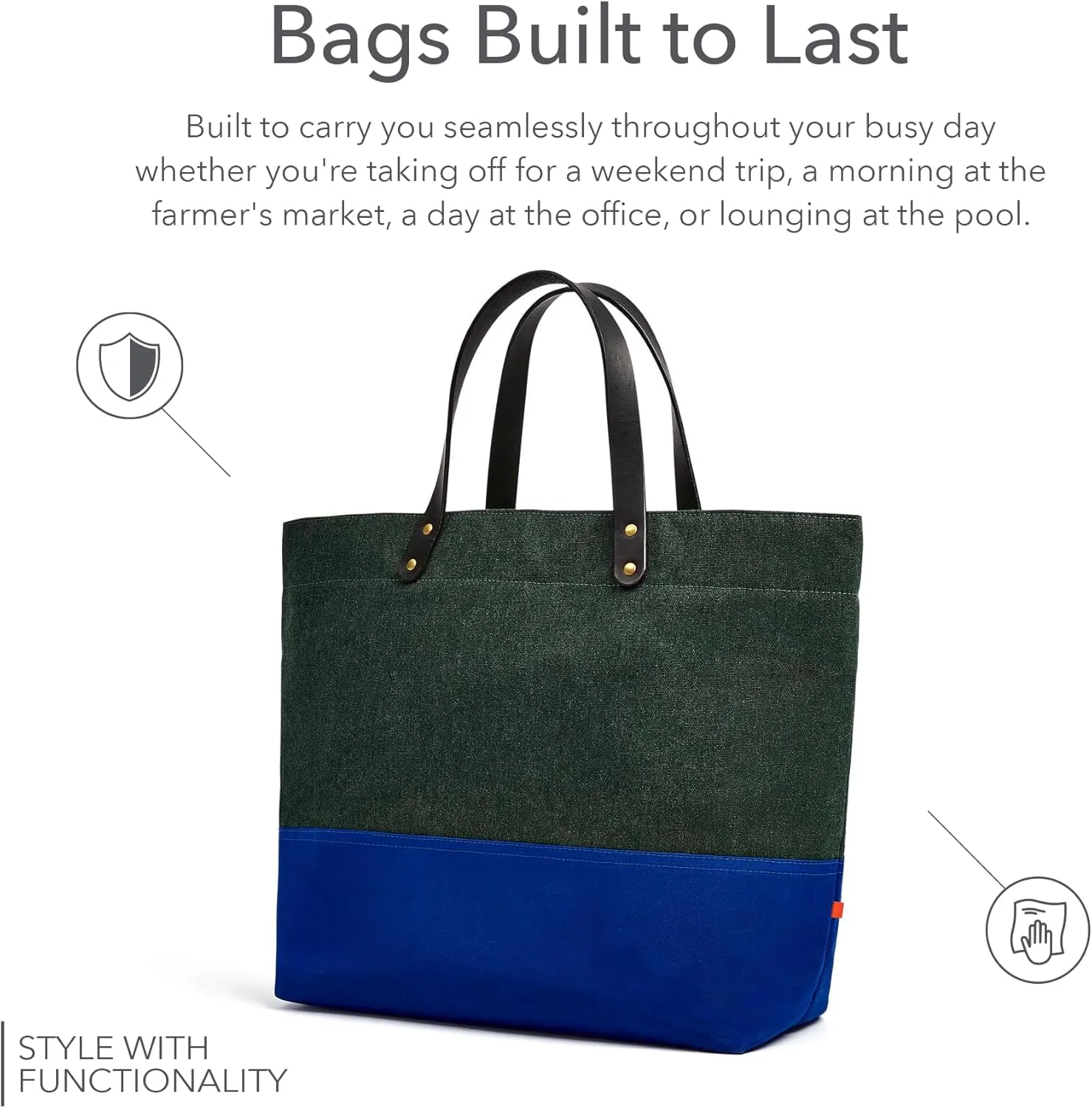 Sunbrella 1961 Tote Bag | Durable, Water & Stain Resistant | Fits 13" Laptop | Recycled Material | For Business & Travel | Alpine
