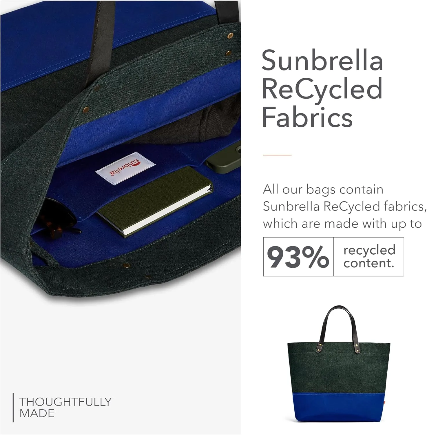 Sunbrella 1961 Tote Bag | Durable, Water & Stain Resistant | Fits 13" Laptop | Recycled Material | For Business & Travel | Alpine