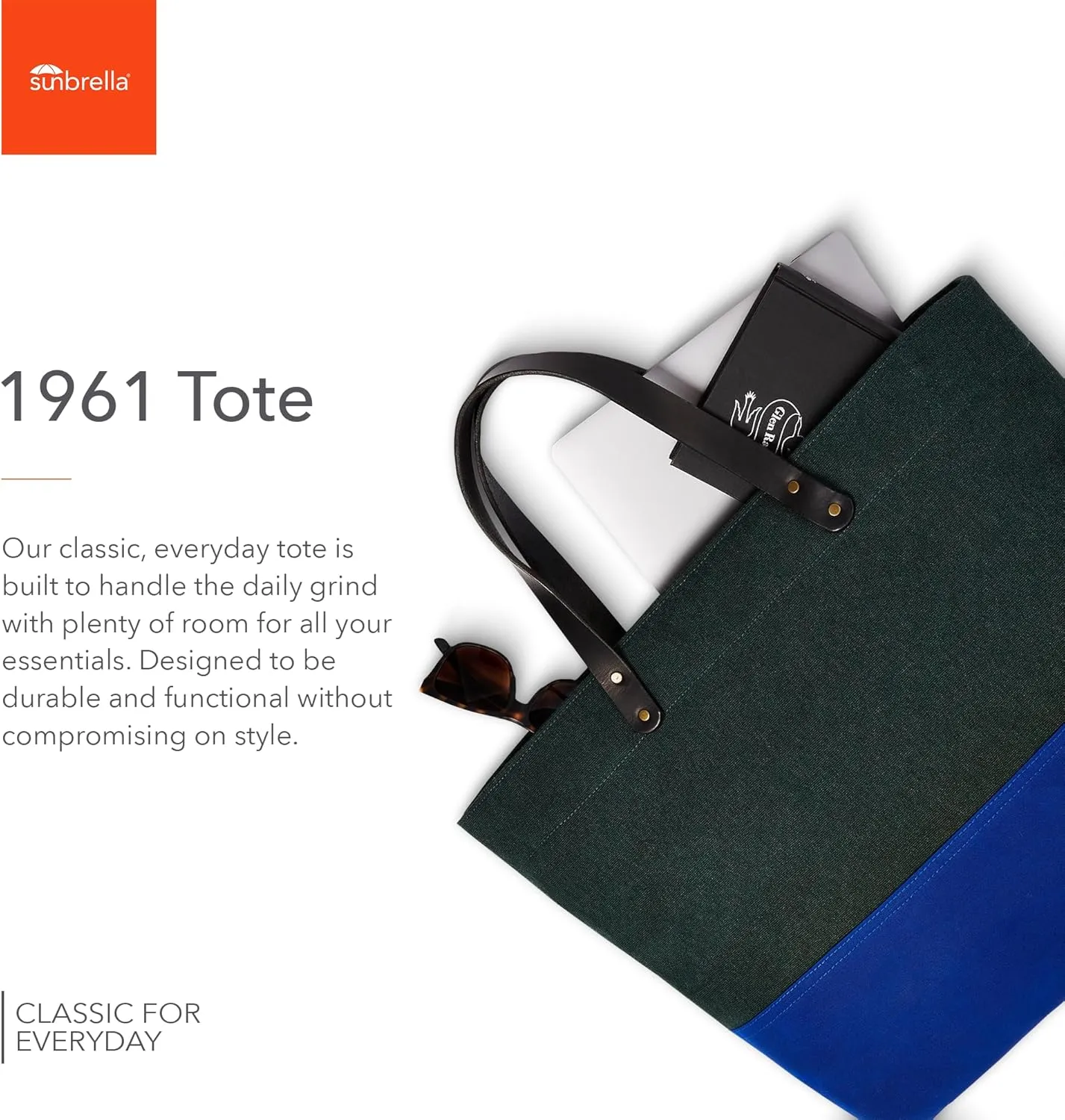Sunbrella 1961 Tote Bag | Durable, Water & Stain Resistant | Fits 13" Laptop | Recycled Material | For Business & Travel | Alpine