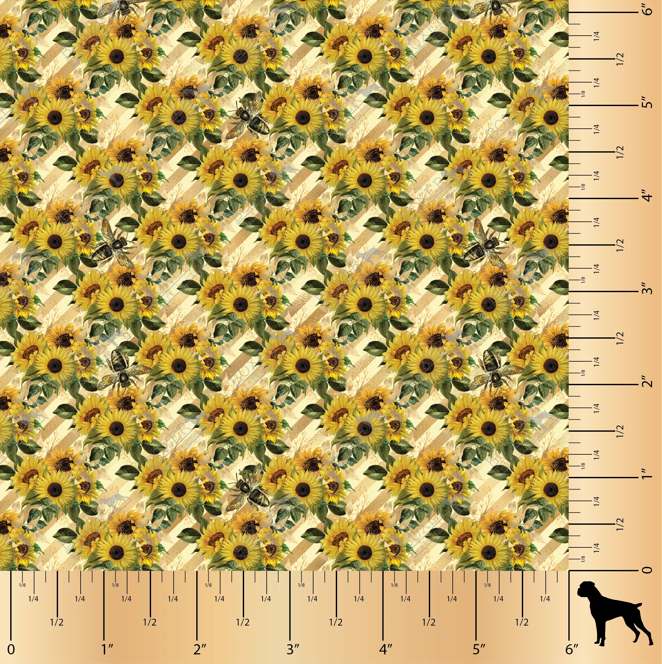 Sunflower Bees Cream Stripes