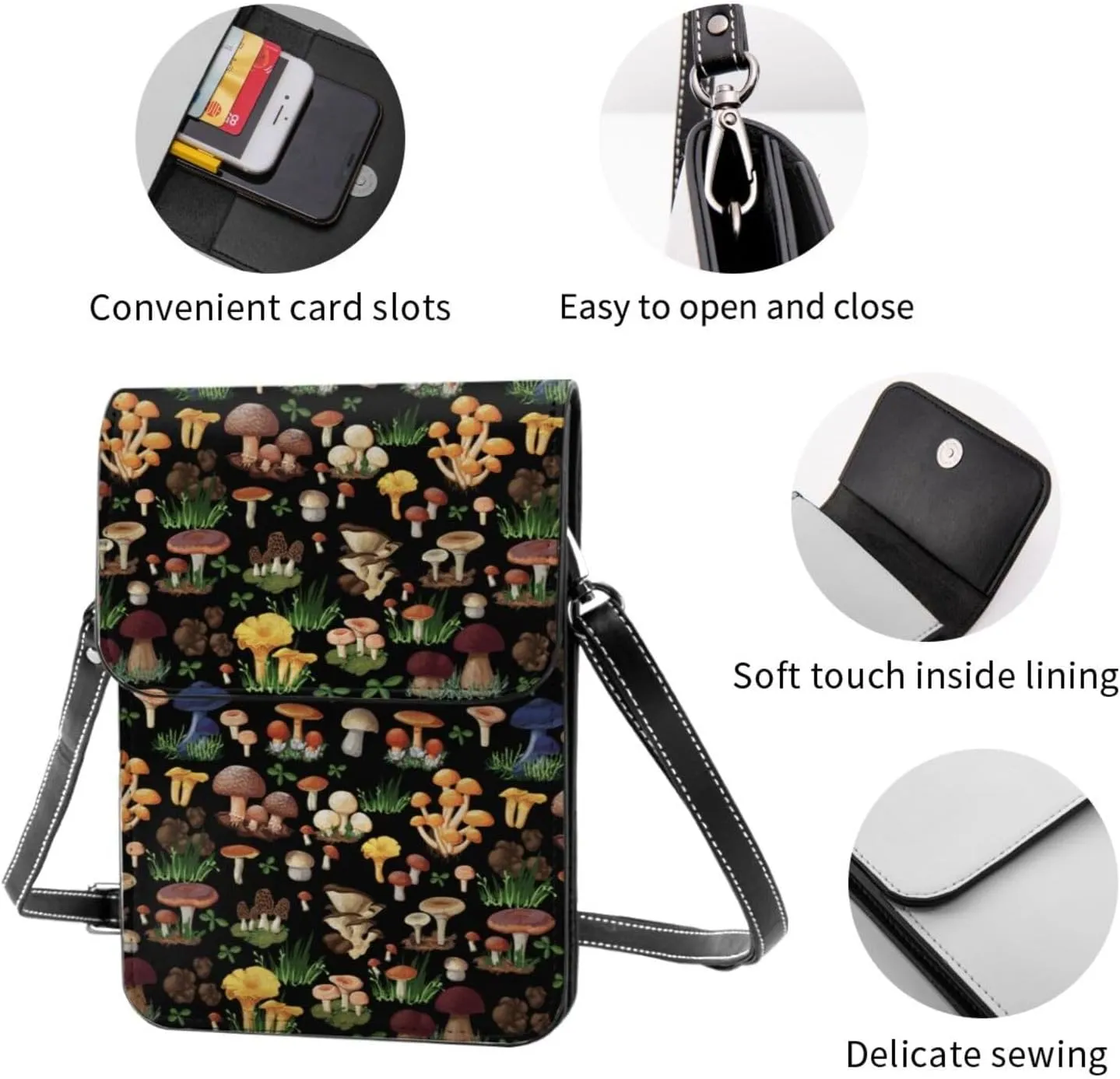 Sunflower Cow American Flag Cell Phone Purse Small Crossbody Bags For Women Men Wallet Purses With Adjustable Strap