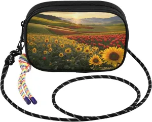 Sunflower Tulip Sunrise Landscape Crossbody Bags for Women Cell Phone Purses Women's Shoulder Handbags Wallet Purse with Adjustable Strap