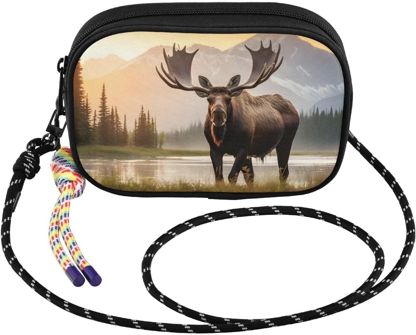 Sunrise Moose Landscape Crossbody Bags for Women Cell Phone Purses Women's Shoulder Handbags Wallet Purse with Adjustable Strap