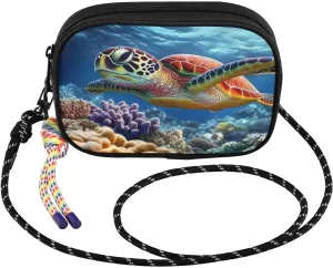 Swim Sea Turtle Reef Crossbody Bags for Women Cell Phone Purses Women's Shoulder Handbags Wallet Purse with Adjustable Strap