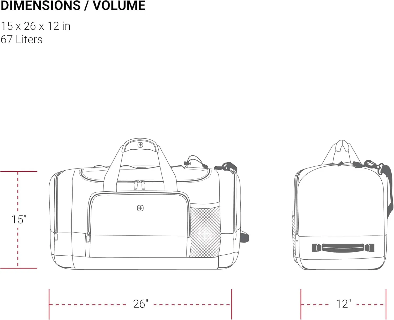 SwissGear Apex Duffle Bag for Travel and Gym with Bungee-Cord System
