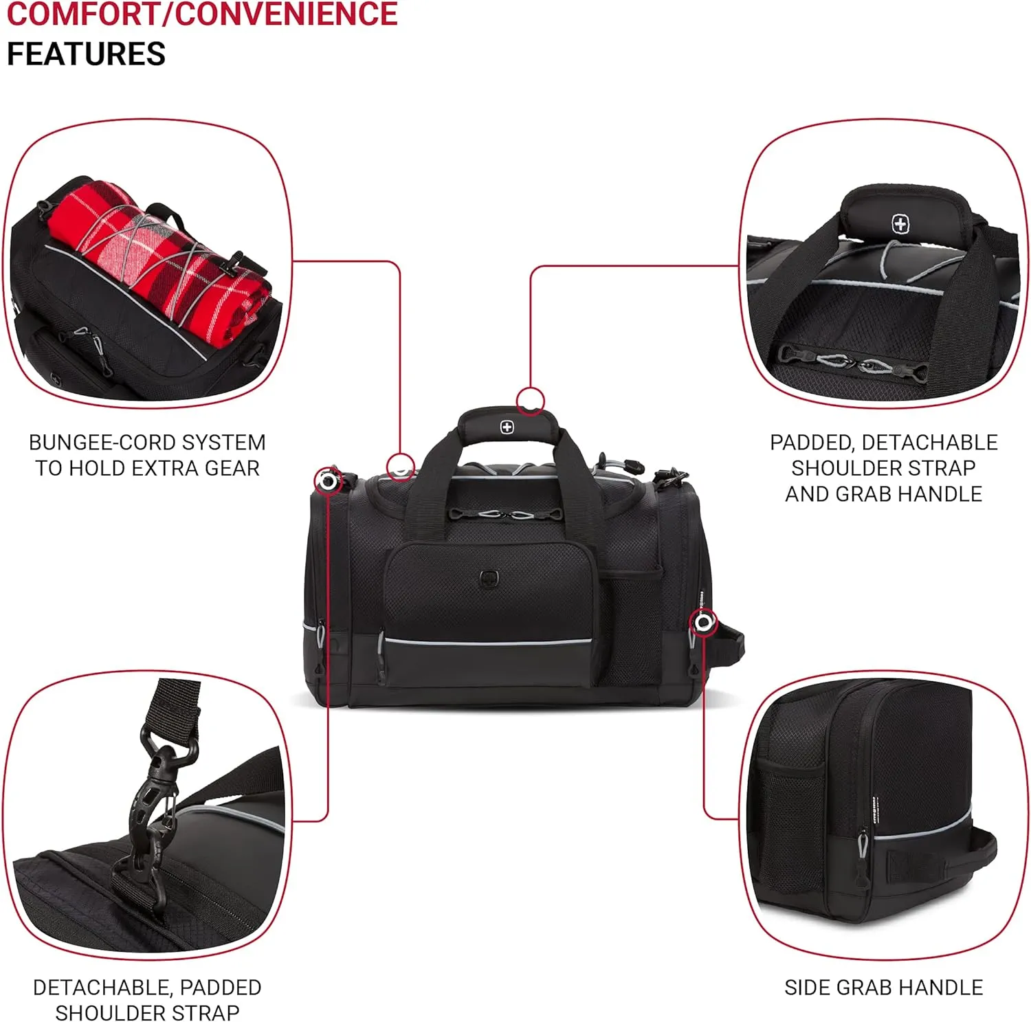 SwissGear Apex Duffle Bag for Travel and Gym with Bungee-Cord System