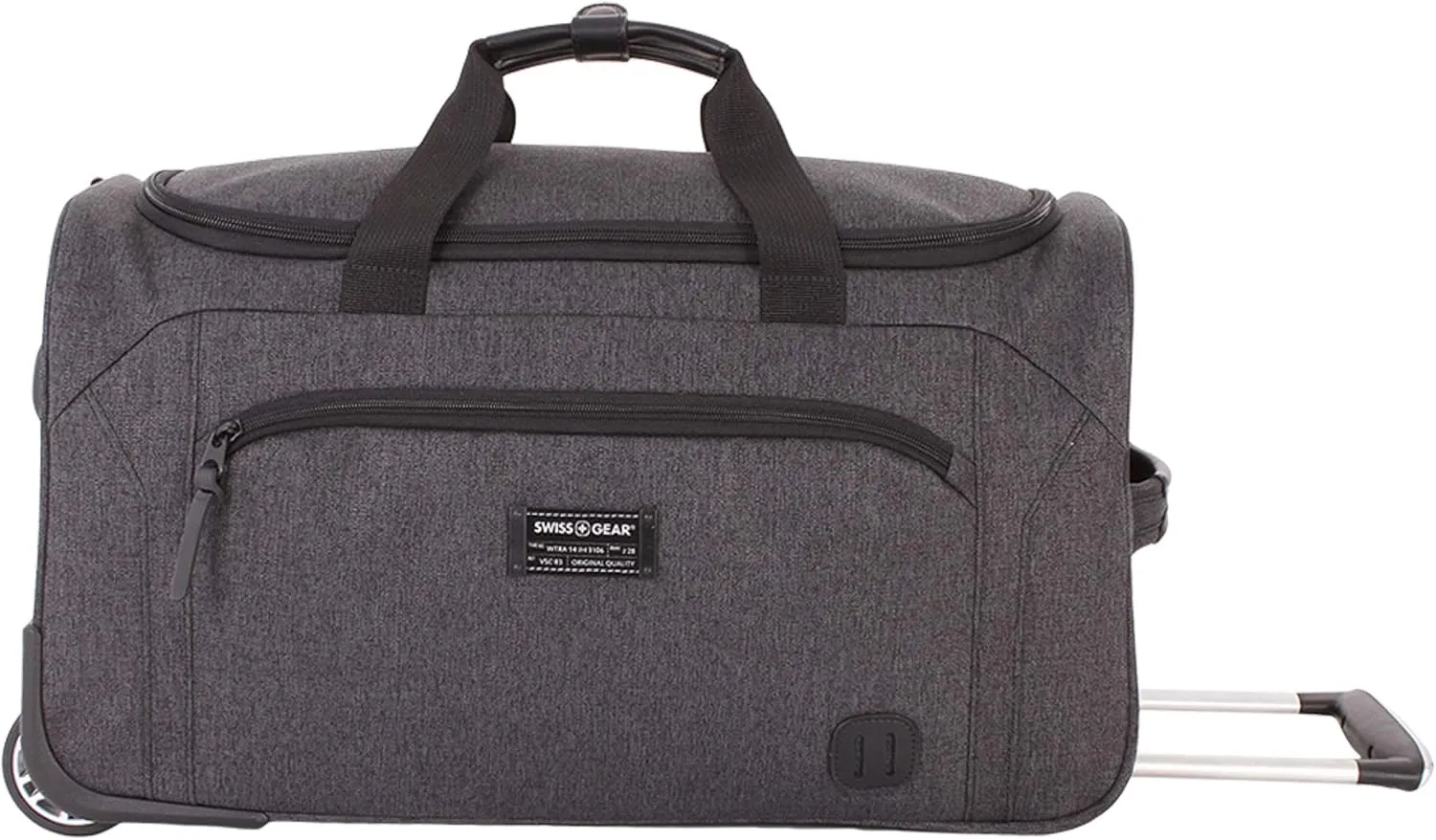SwissGear Duffel Bag, Carry-On Travel Luggage, Heather Grey, 19" Rolling