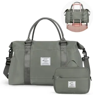 SYCNB Weekender Bags for Women,Travel Duffel Bag with Toiletry Bag,Overnight Weekend Carry On Personal Item Bag with Wet Pocket & Trolley Sleeve,Gym Bag,Green