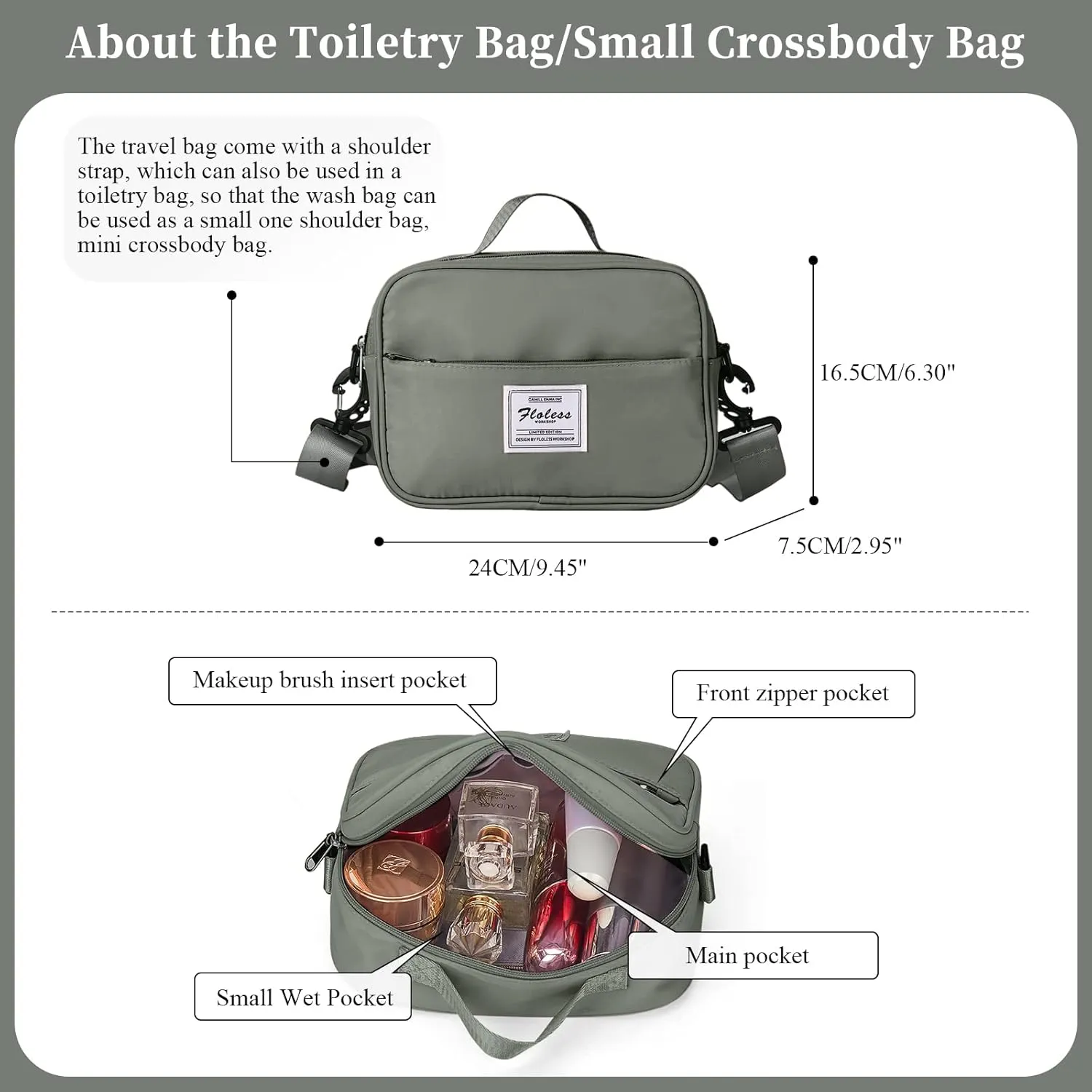 SYCNB Weekender Bags for Women,Travel Duffel Bag with Toiletry Bag,Overnight Weekend Carry On Personal Item Bag with Wet Pocket & Trolley Sleeve,Gym Bag,Green