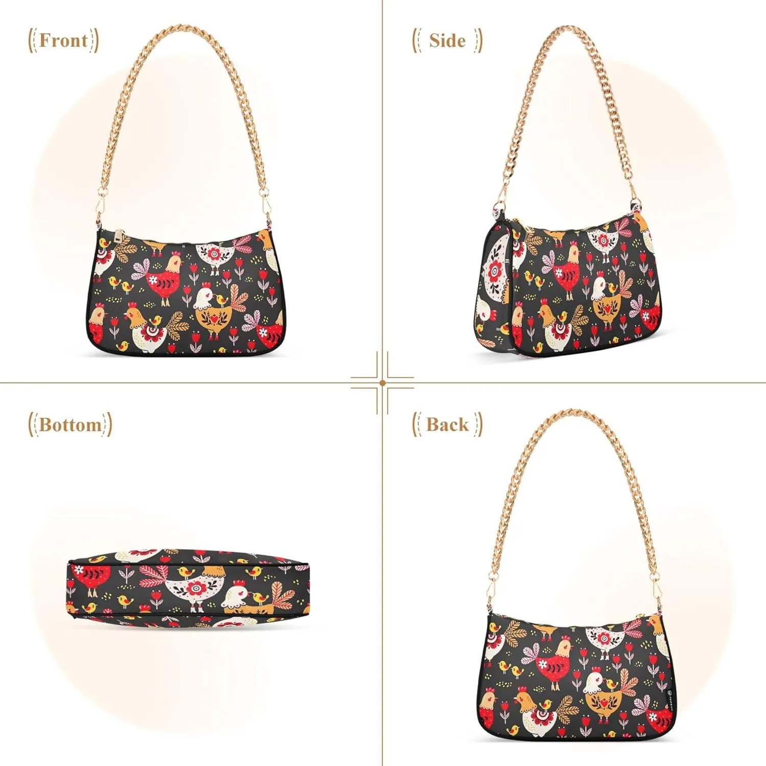 Tacos Restaurant Food Pattern Purses for Women Hobo Tote Bag Women Cute Handbags Printed Small Shoulder Bag