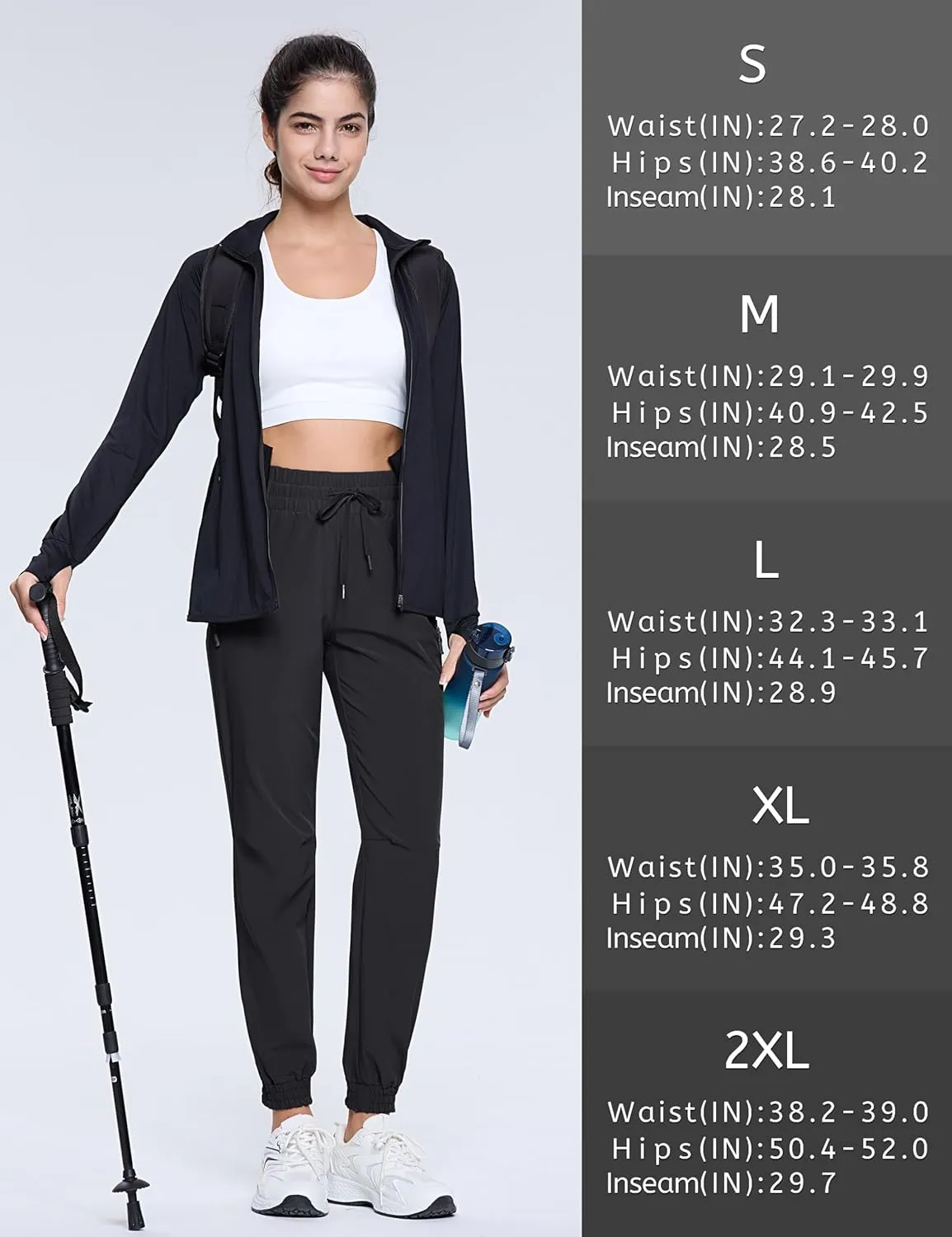 TACVASEN Women's Joggers Lightweight Quick Dry Hiking Pants with Pockets Athletic Travel Workout Summer Water Resistant
