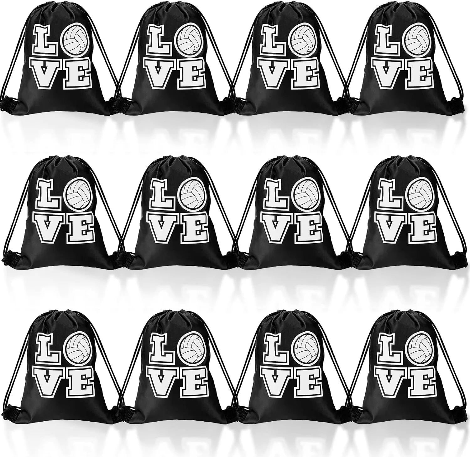 Tanlade 24 Pcs Sport Drawstring Bags Cinch Sack Candy Drawstring Bag Sport Party Goodie Favor Bags Supplies Gifts for Sports Party Men Women (Volleyball,7 x 10 Inch)
