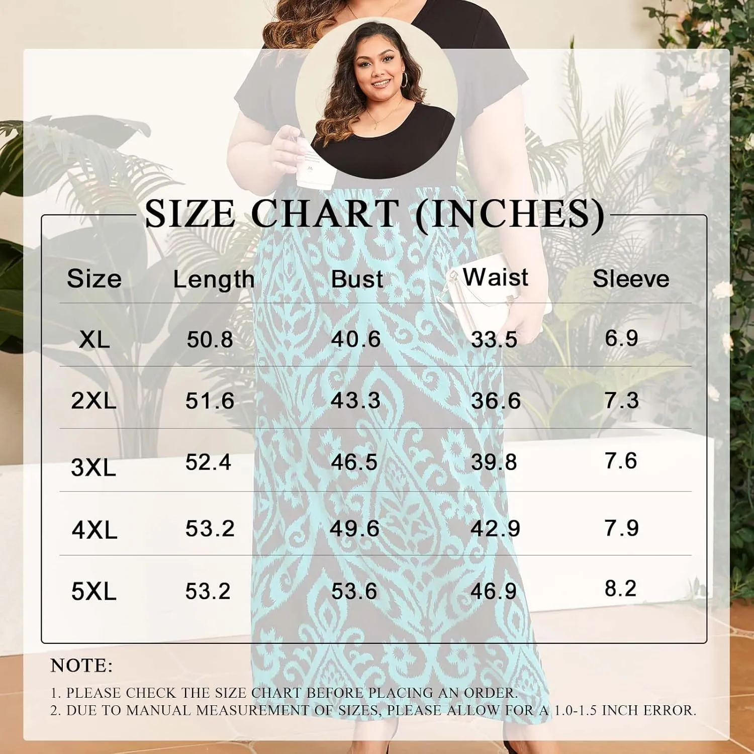 TAOHUADAO Women's Summer Plus Size Dresses Crewneck Ruffle Short Sleeve Casual Maxi Dress with Pockets