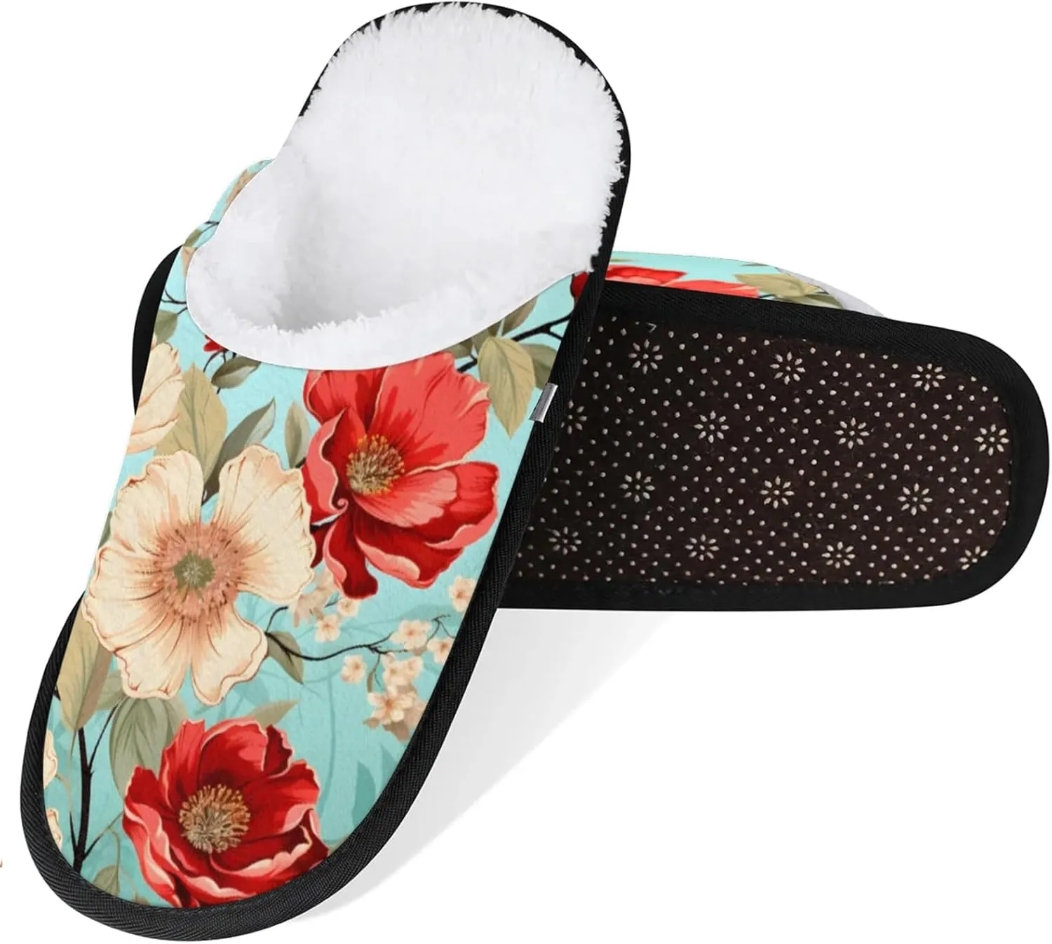 Tavisto Cozy Travel Slippers for Women Men, Non-Slip Sole Fleece Lining Washable House Shoes