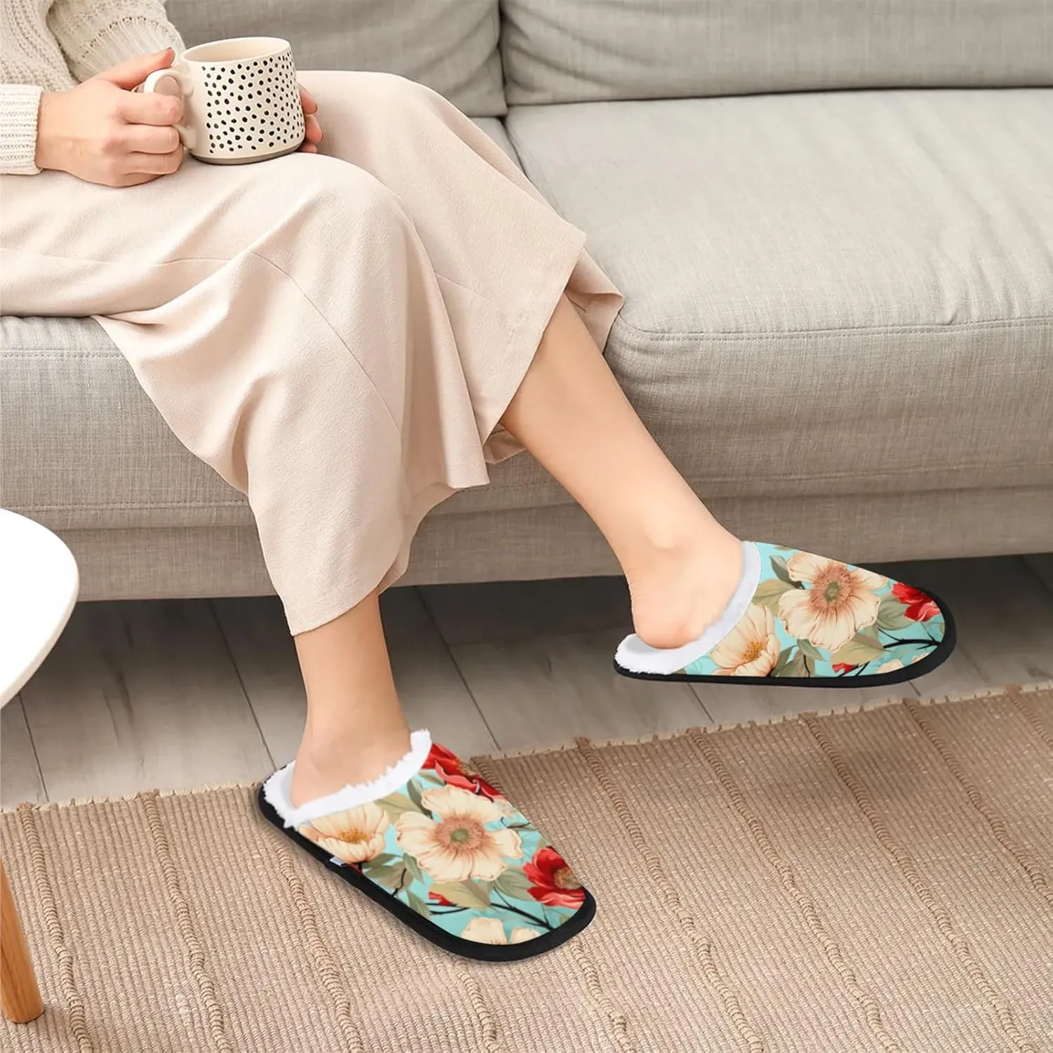 Tavisto Cozy Travel Slippers for Women Men, Non-Slip Sole Fleece Lining Washable House Shoes