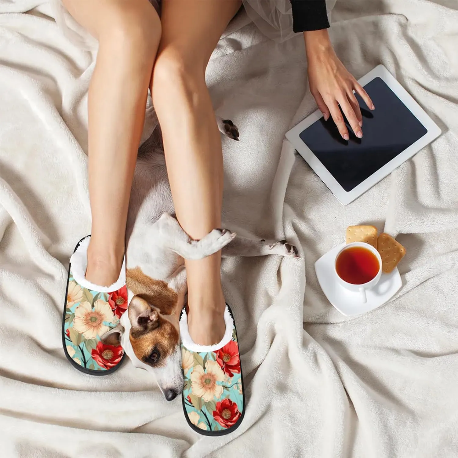 Tavisto Cozy Travel Slippers for Women Men, Non-Slip Sole Fleece Lining Washable House Shoes