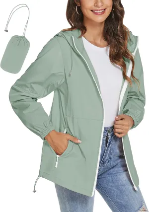 TCOT Womens Rain Jackets Waterproof Windbreaker Jackets lightweight Portable Rain Coat