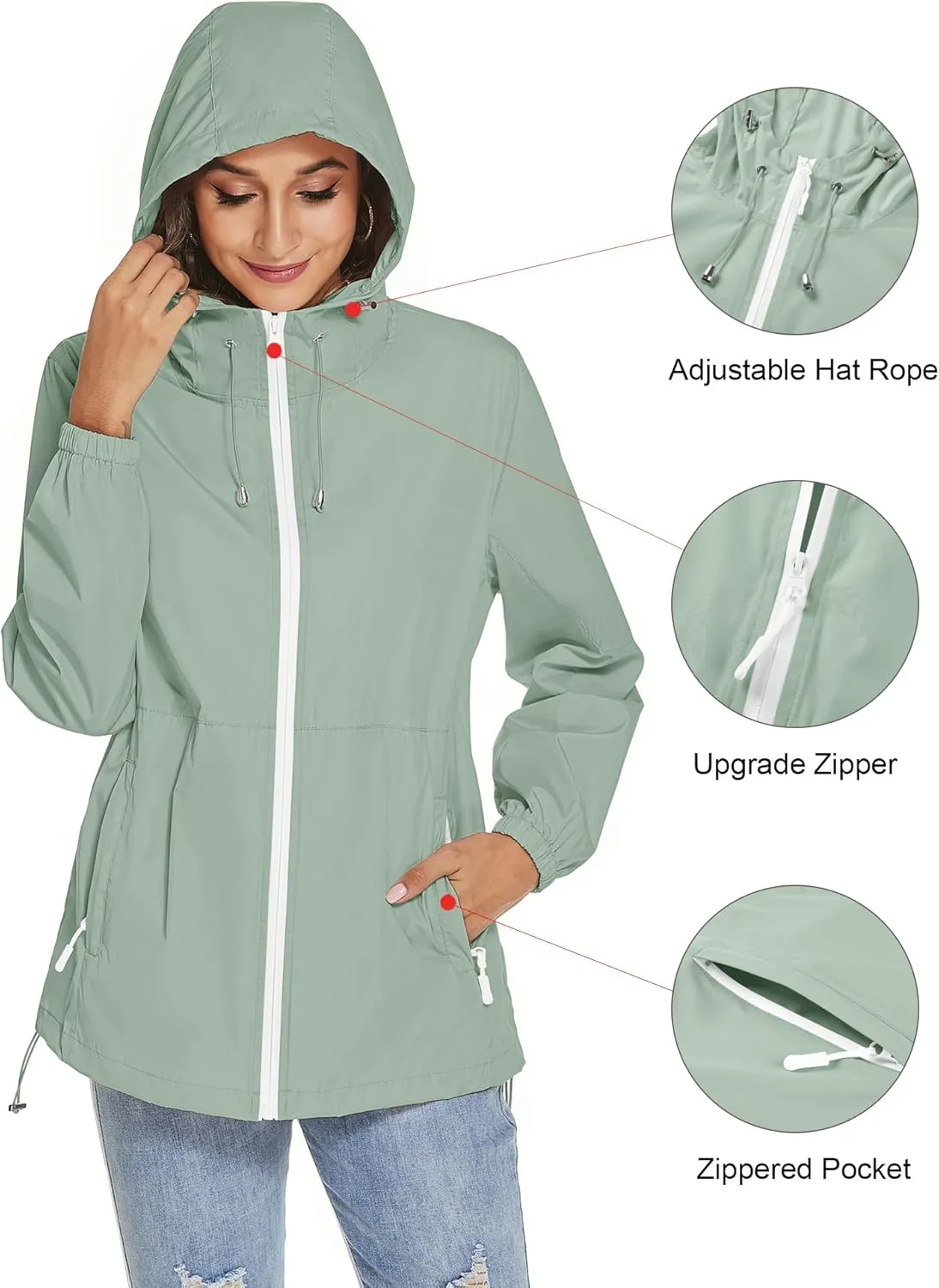 TCOT Womens Rain Jackets Waterproof Windbreaker Jackets lightweight Portable Rain Coat