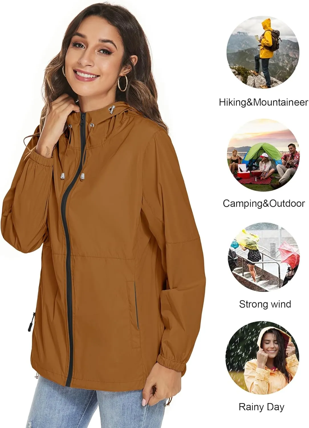 TCOT Womens Rain Jackets Waterproof Windbreaker Jackets lightweight Portable Rain Coat