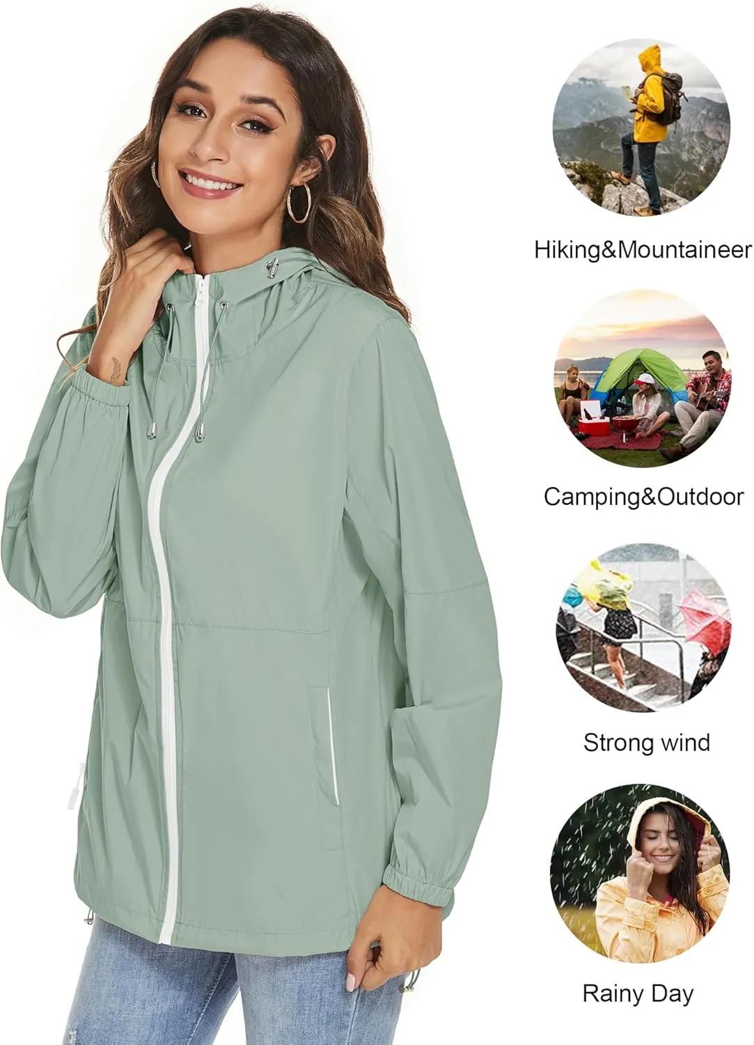 TCOT Womens Rain Jackets Waterproof Windbreaker Jackets lightweight Portable Rain Coat