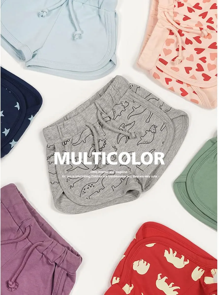 Teach Leanbh Toddler Baby Boys Girls 3 Pack Athletic Shorts Cotton Soild Color Printing with Drawstring