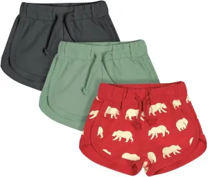 Teach Leanbh Toddler Baby Boys Girls 3 Pack Athletic Shorts Cotton Soild Color Printing with Drawstring