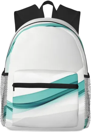 Teal Wave Abstract Lightweight Packable Backpack Travel Casual Hiking Daypack Foldable Backpack For Men Women