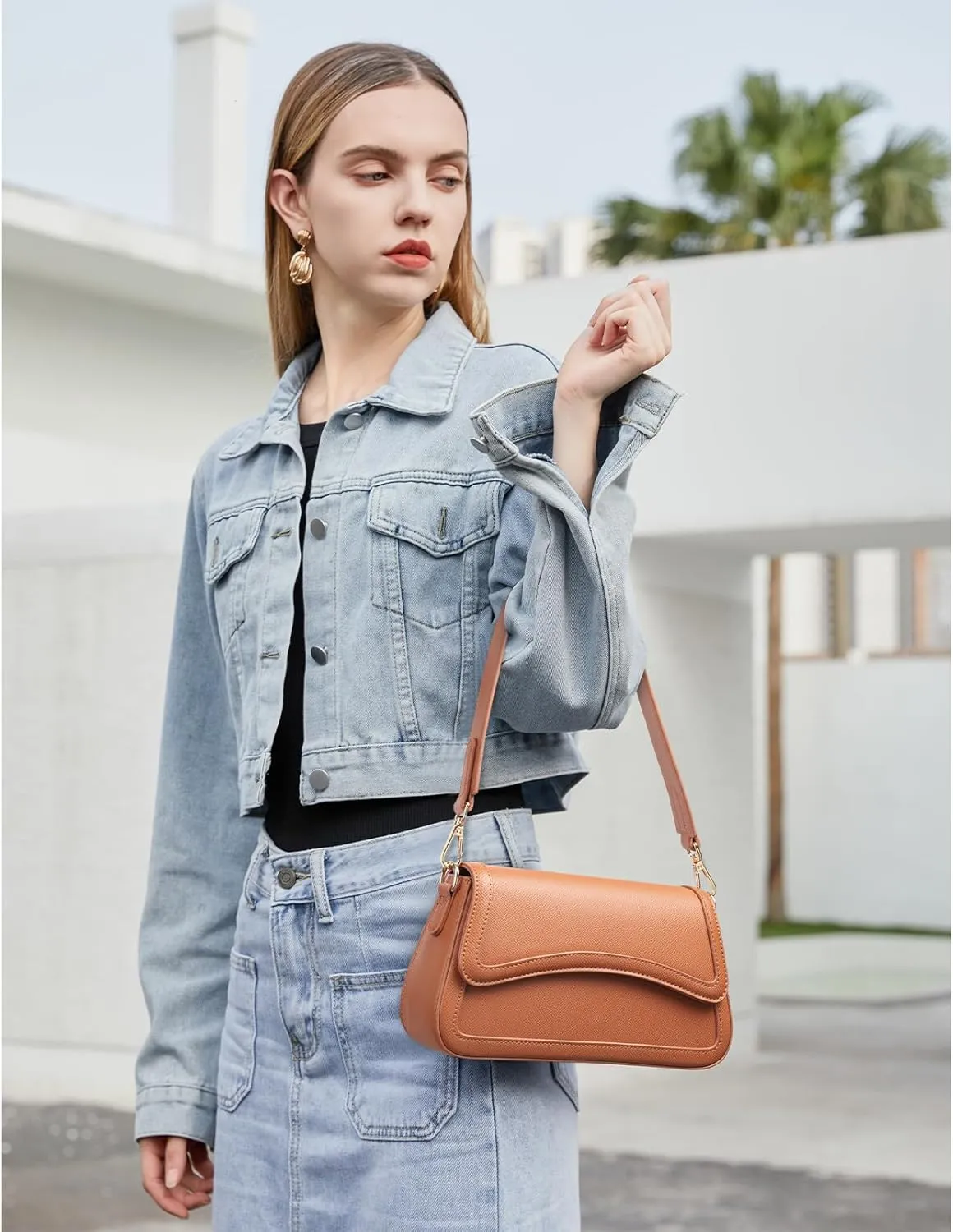 Telena Shoulder Bag for Women Vegan Leather Women's Shoulder Purses Handbags with 2 Removable Strap Crossbody Bag Purses