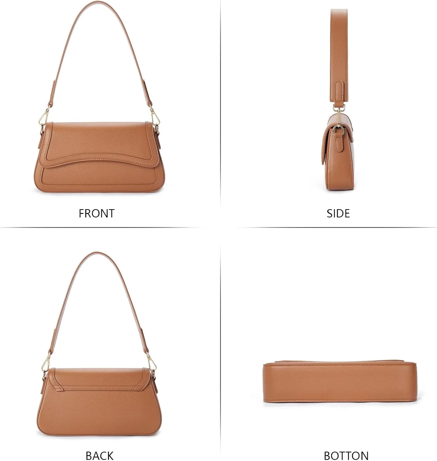 Telena Shoulder Bag for Women Vegan Leather Women's Shoulder Purses Handbags with 2 Removable Strap Crossbody Bag Purses