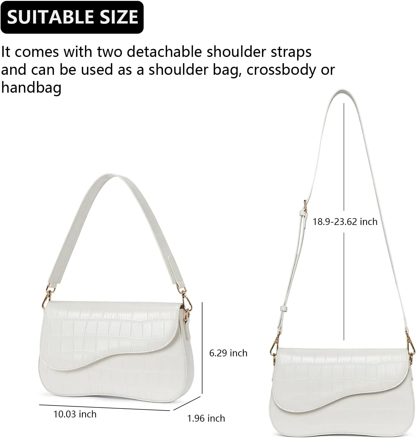 Telena Shoulder Bag for Women Vegan Leather Women's Shoulder Purses Handbags with 2 Removable Strap Crossbody Bag Purses