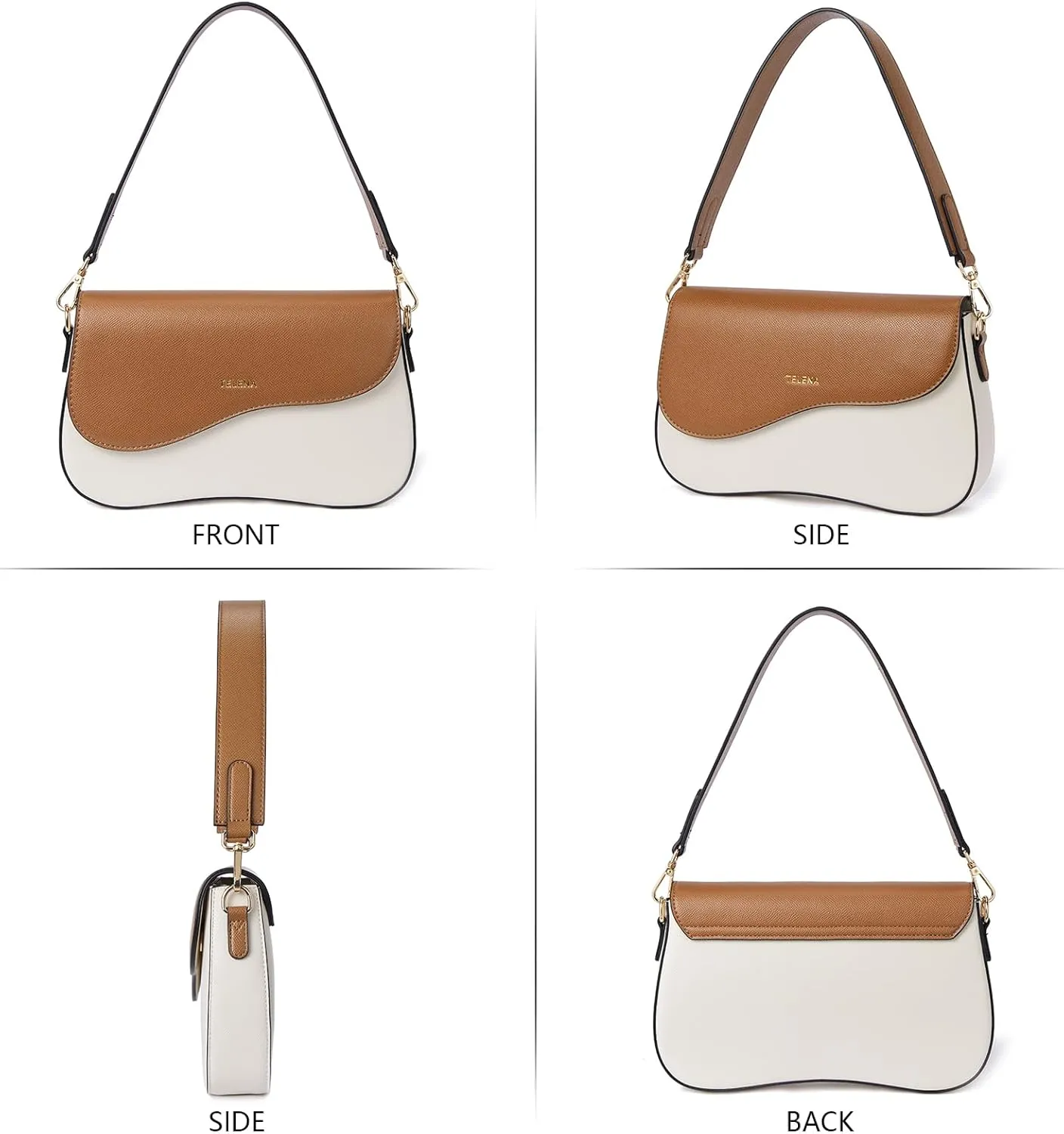 Telena Shoulder Bag for Women Vegan Leather Women's Shoulder Purses Handbags with 2 Removable Strap Crossbody Bag Purses