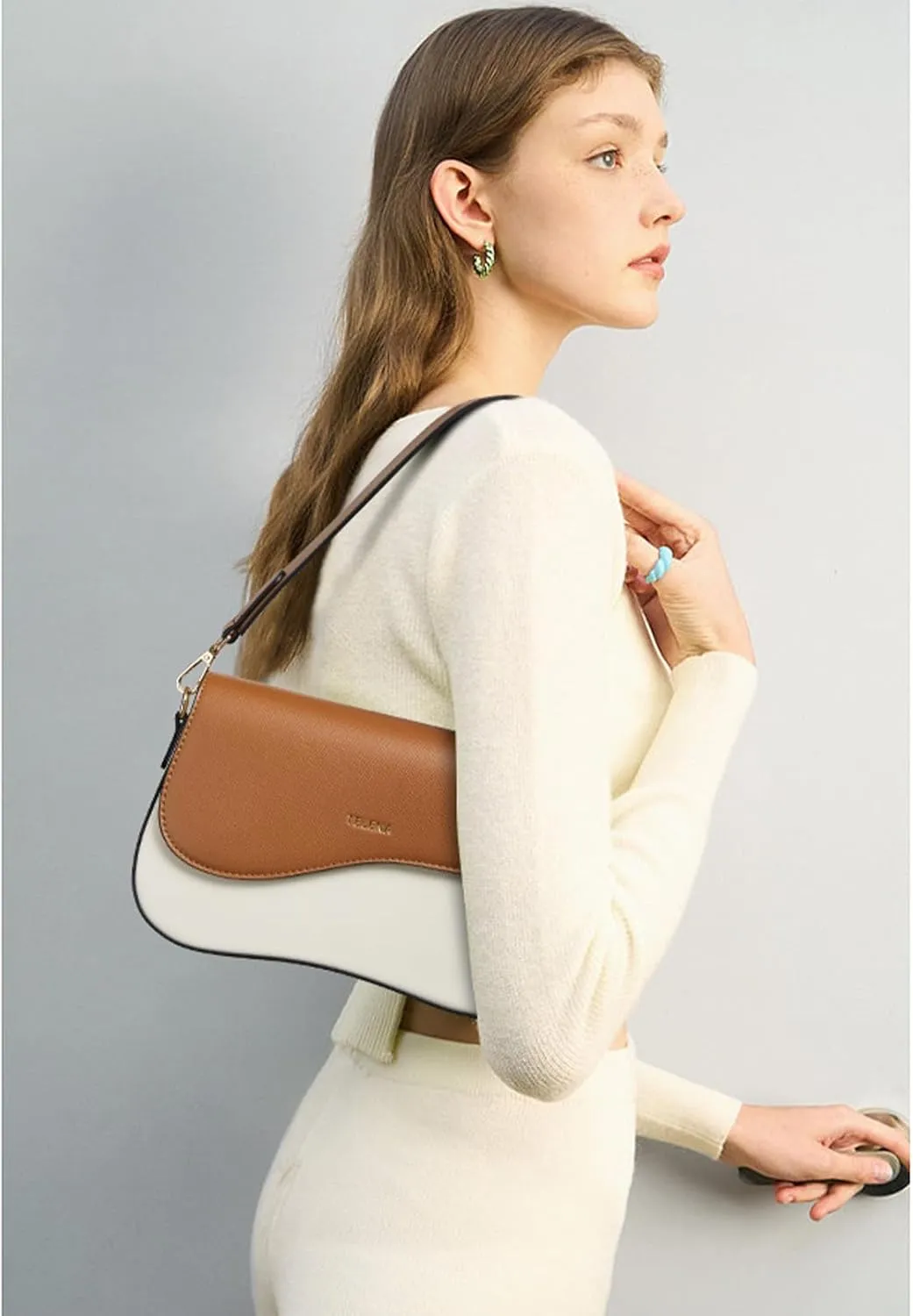 Telena Shoulder Bag for Women Vegan Leather Women's Shoulder Purses Handbags with 2 Removable Strap Crossbody Bag Purses