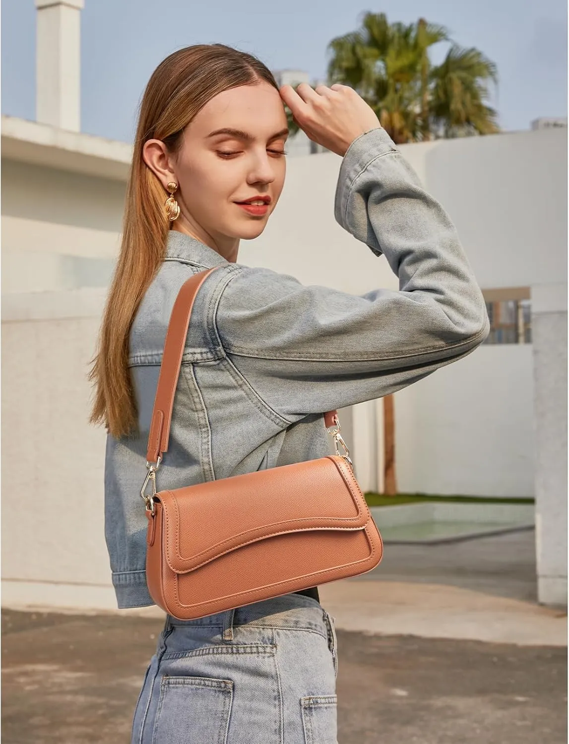 Telena Shoulder Bag for Women Vegan Leather Women's Shoulder Purses Handbags with 2 Removable Strap Crossbody Bag Purses