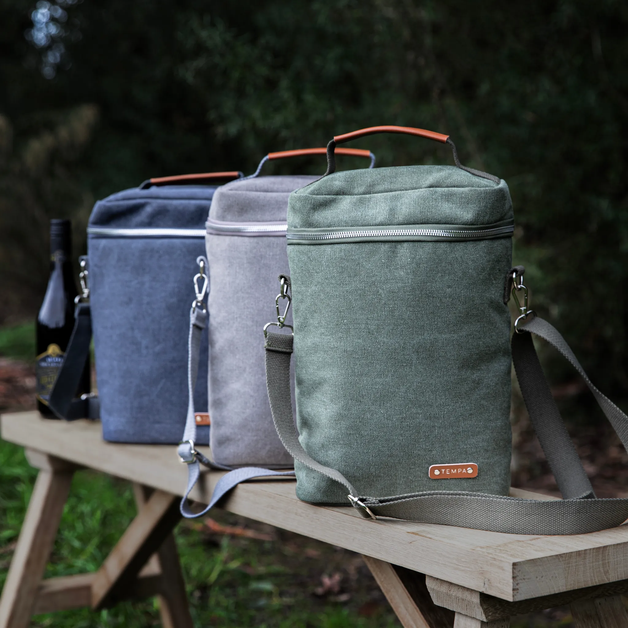 Tempa | Kayce | Olive Green Insulated Double Wine Bag