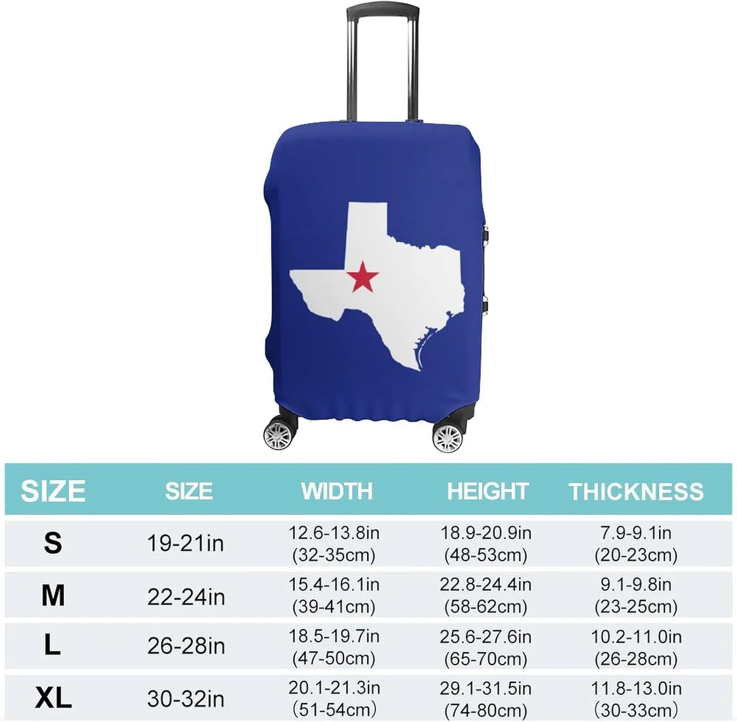 Texas Flag Map Fashion Luggage Cover Protector Washable Elastic Suitcase Cover Anti-Scratch Unisex Travel S