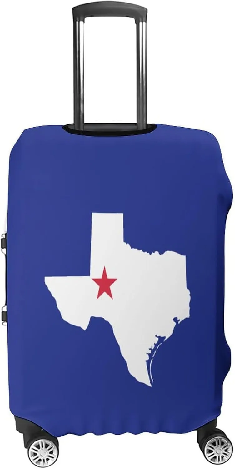 Texas Flag Map Fashion Luggage Cover Protector Washable Elastic Suitcase Cover Anti-Scratch Unisex Travel S