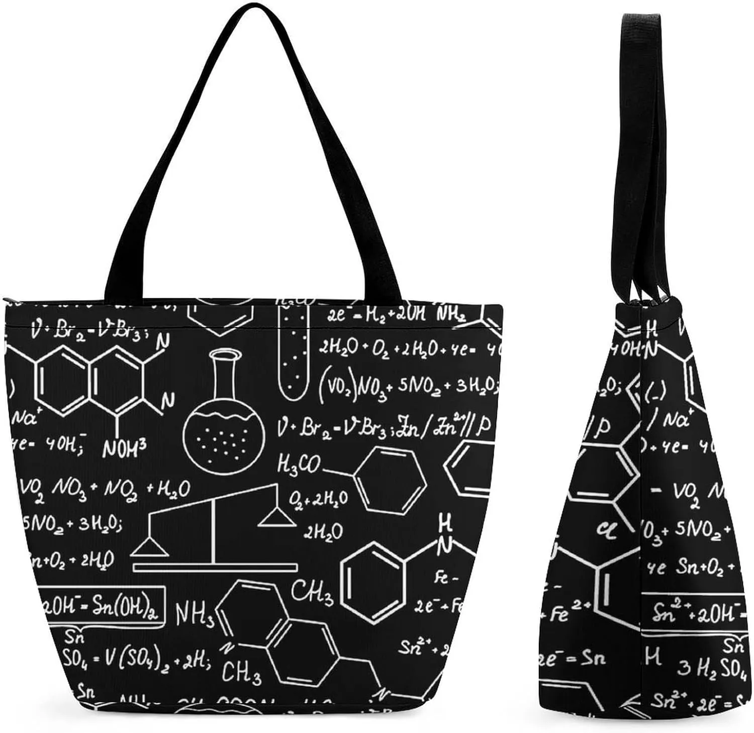 The Calculation Formula of Chemistry Women's Tote Bag Lightweight Shoulder Bag Shopping Zippered Handbag for Work Travel