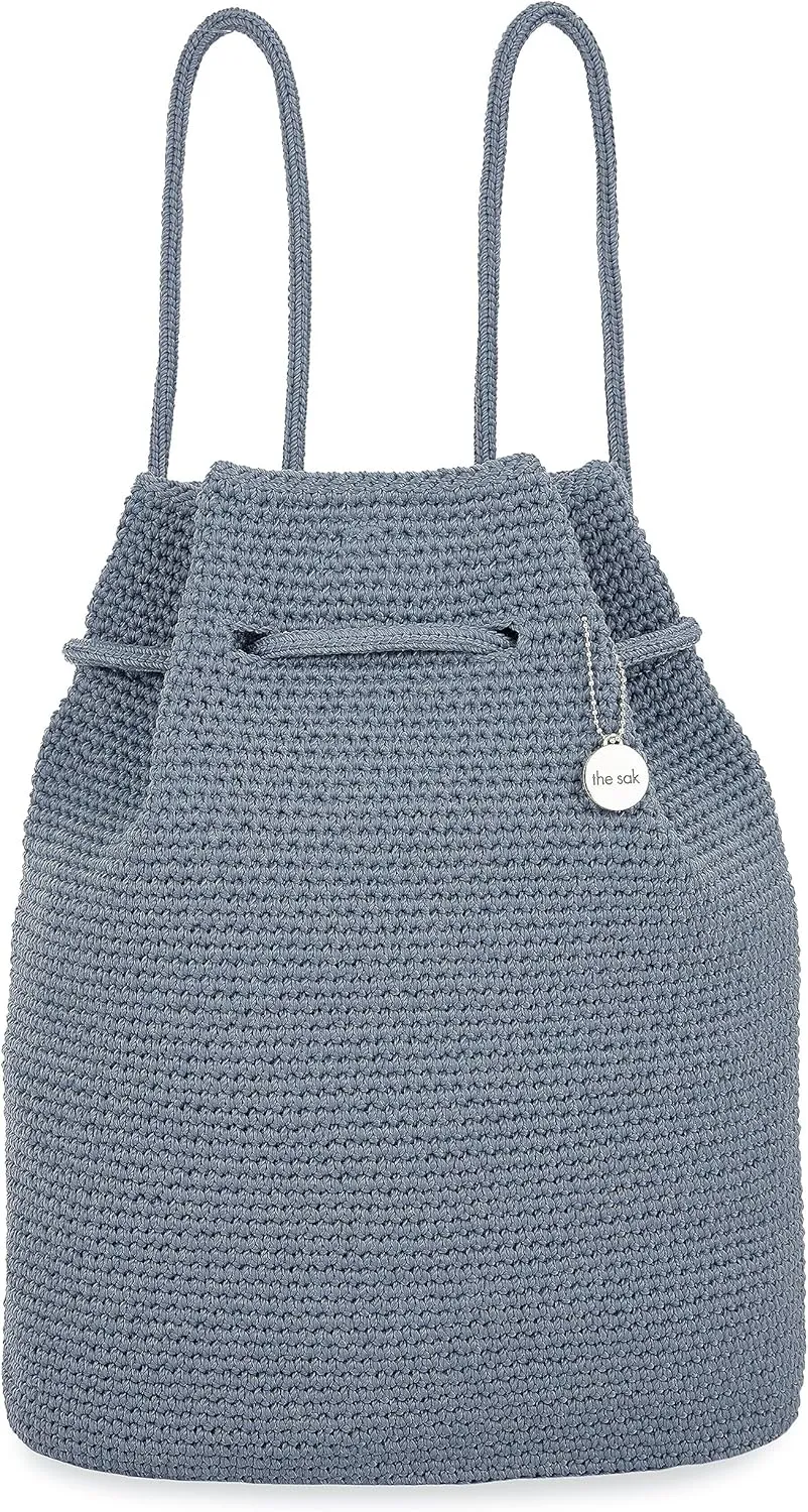The Sak Large Dylan Backpack in Crochet, Adjustable Backstrap, Maritime