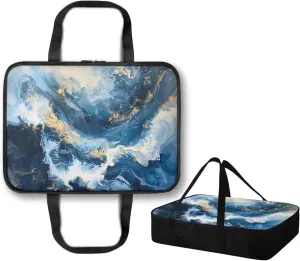 Thermal Casserole Carrier for Hot or Cold Food Portable Baking Dish Holder Easy to Clean Lunch Bag for Cookout Potluck Travel Party, Fits 9" x 13" Baking Dish, Blue Golden Marble