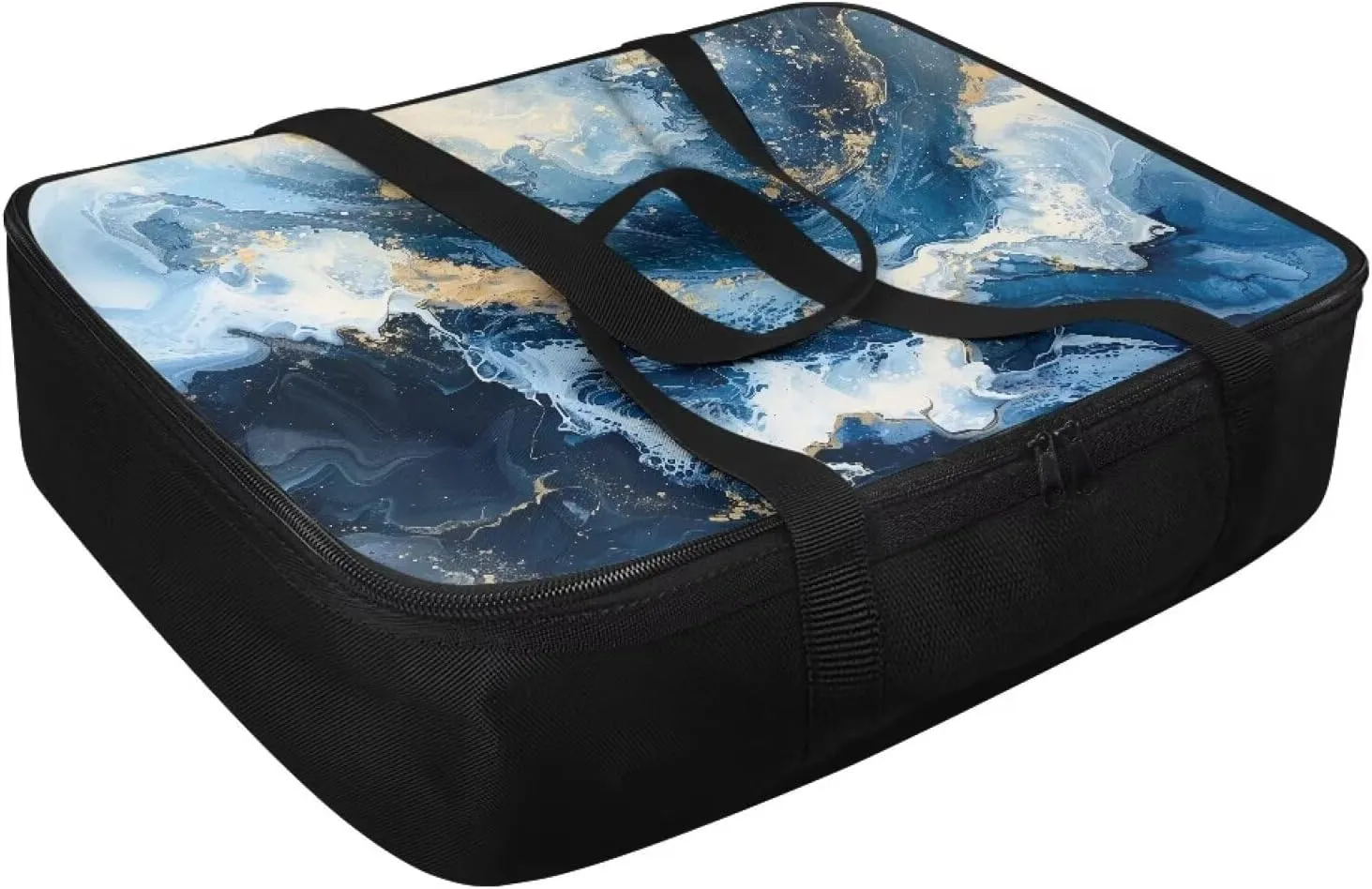 Thermal Casserole Carrier for Hot or Cold Food Portable Baking Dish Holder Easy to Clean Lunch Bag for Cookout Potluck Travel Party, Fits 9" x 13" Baking Dish, Blue Golden Marble