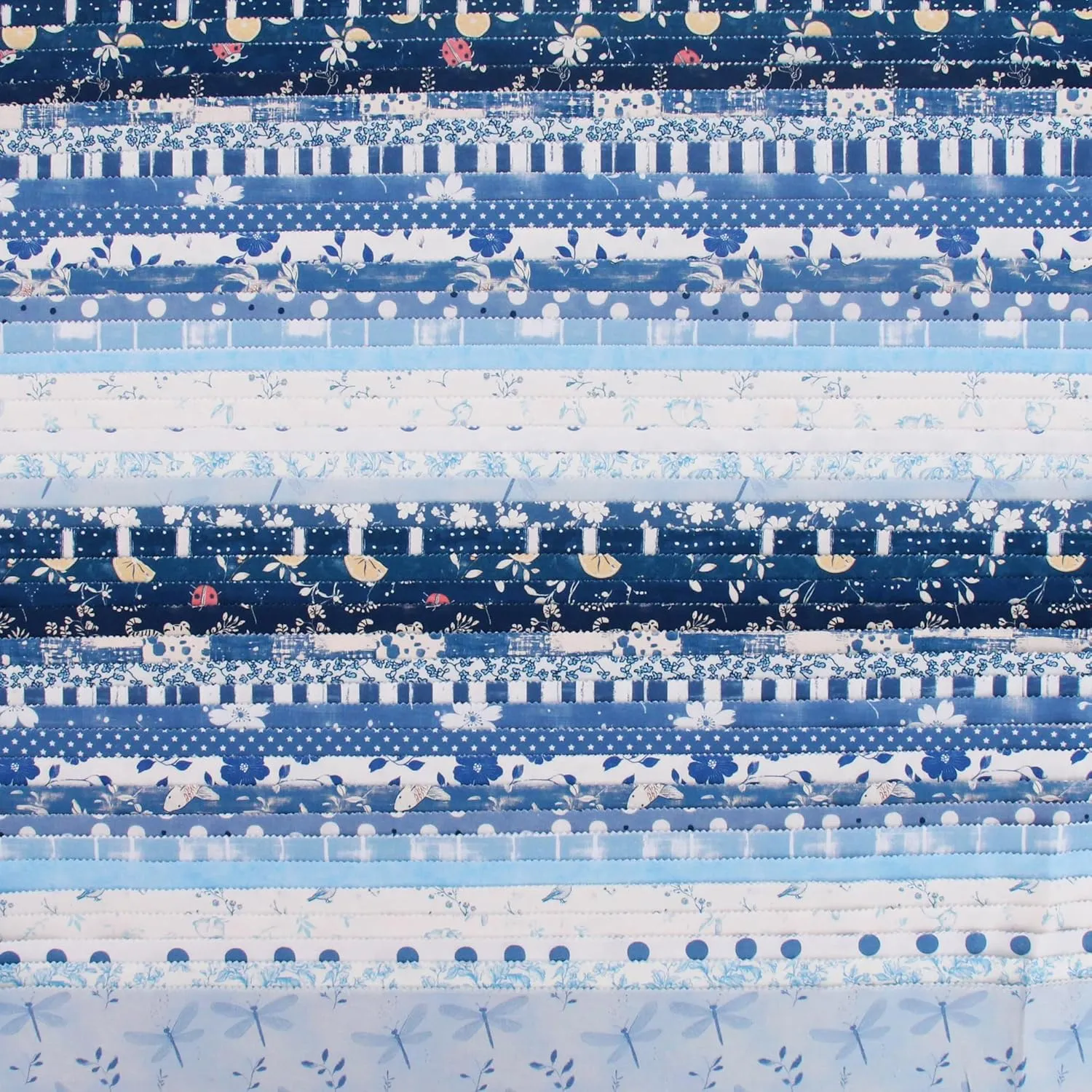 ThreadArt Exclusive Prints Jelly Roll Fabric Strips for Quilting, Crafting, and Sewing, 40 Precut Fabric Strips in Blue Prints, Premium Cotton for Quilts, Crafts, Rugs, Blankets, Clothing and More