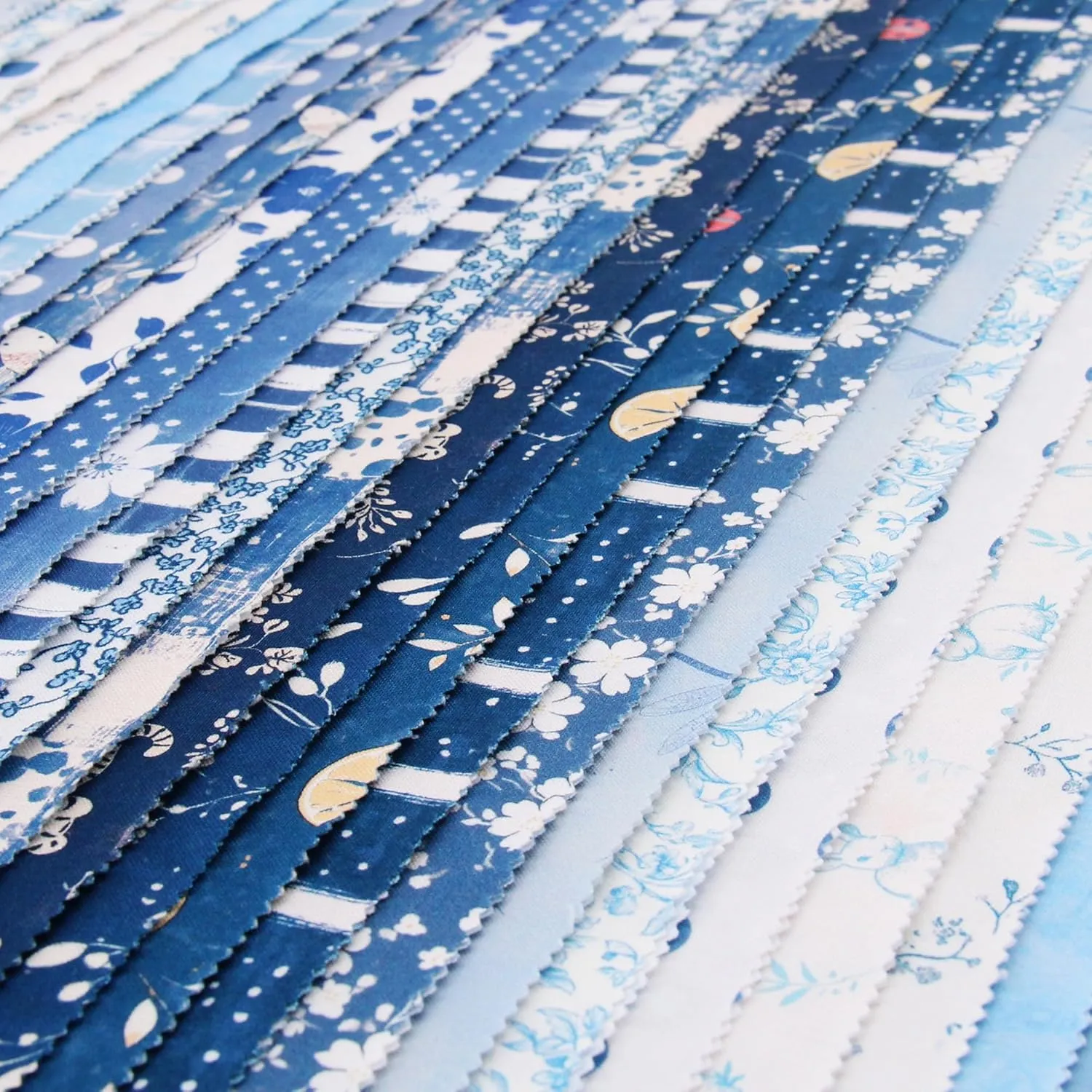 ThreadArt Exclusive Prints Jelly Roll Fabric Strips for Quilting, Crafting, and Sewing, 40 Precut Fabric Strips in Blue Prints, Premium Cotton for Quilts, Crafts, Rugs, Blankets, Clothing and More