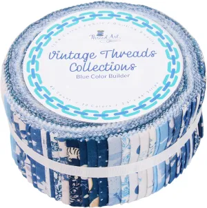 ThreadArt Exclusive Prints Jelly Roll Fabric Strips for Quilting, Crafting, and Sewing, 40 Precut Fabric Strips in Blue Prints, Premium Cotton for Quilts, Crafts, Rugs, Blankets, Clothing and More